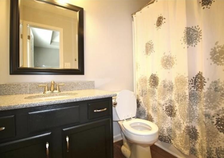 1740 Hazelwood Road Clarksville, TN 37040 - Photo 16 of 20 a bathroom with a granite countertop sink toilet and mirror