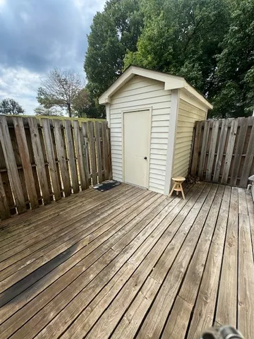 a view of wooden deck
