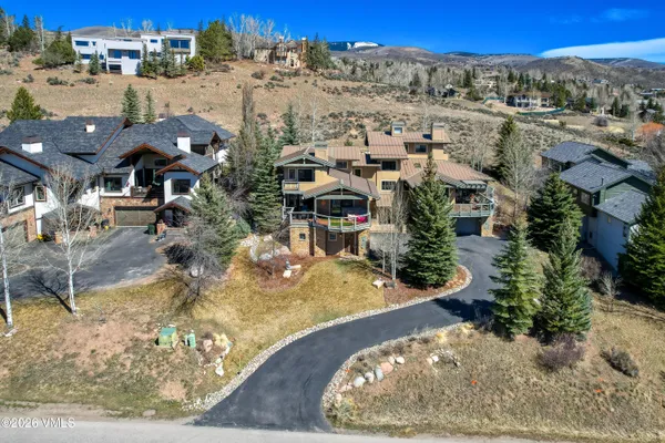 an aerial view of a house