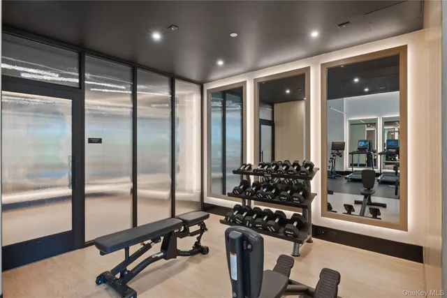 a view of a room with gym equipment