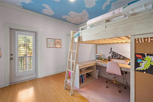 a room with table and a window