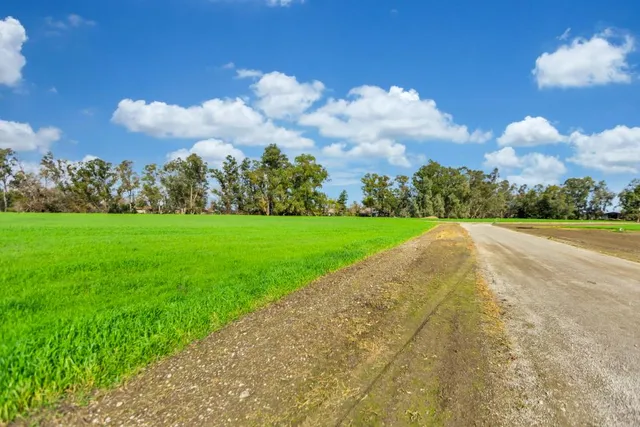 a view of a big yard of grass and wooden fence