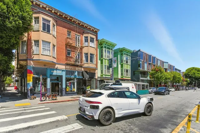 a car parked in front of a building