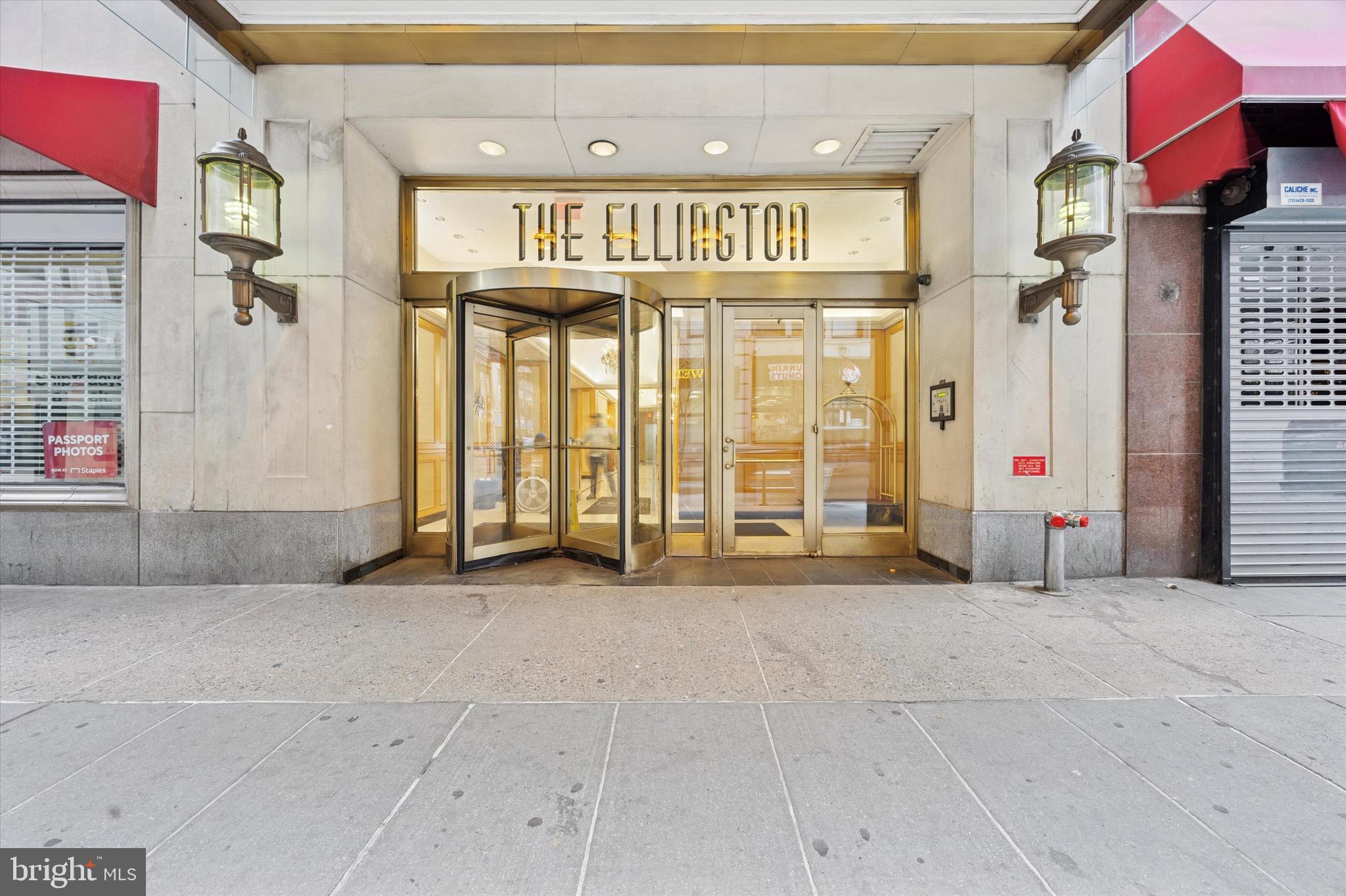 a view of an entrance of the building