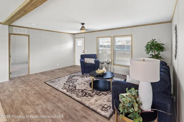 a living room with furniture