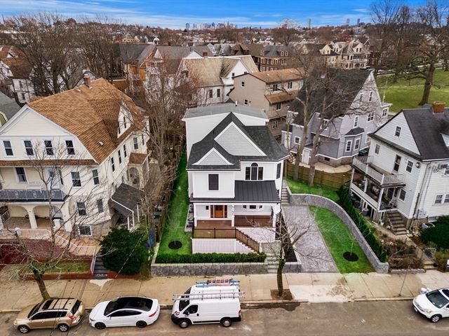an aerial view of multiple houses