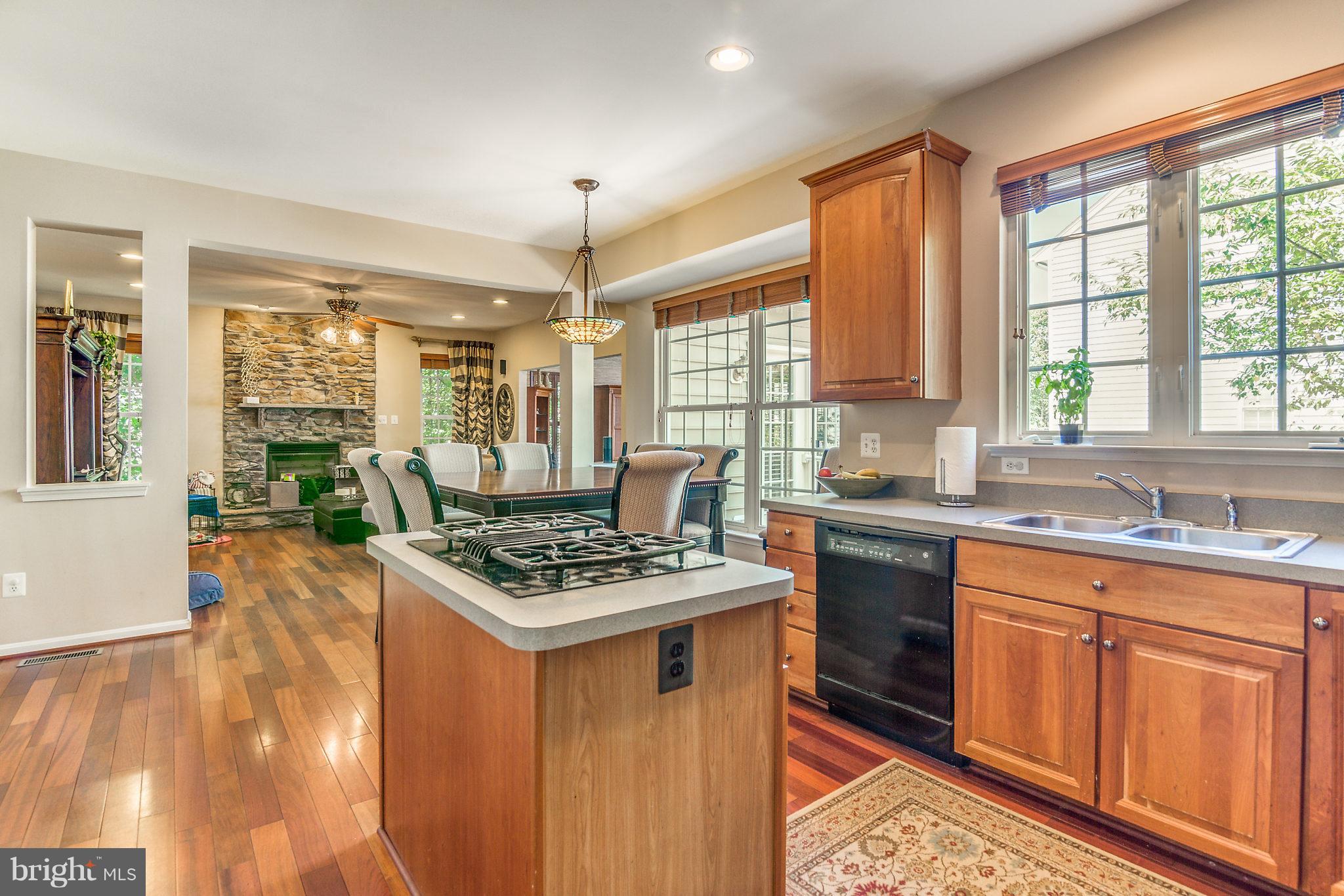 24806 Prairie Grass Drive Aldie, VA 20105 - Photo 9 of 30 a kitchen with stainless steel appliances granite countertop a stove a sink dishwasher and a refrigerator with wooden floor