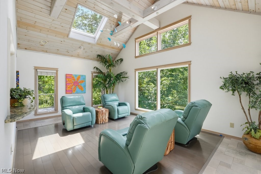1758 Meander Way Mogadore, OH 44260 - Photo 23 of 50 Sun Room with 2 Skylights and Vaulted Shiplap Wood Ceiling