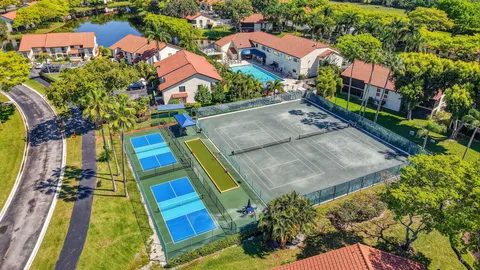 a aerial view of a house with a garden