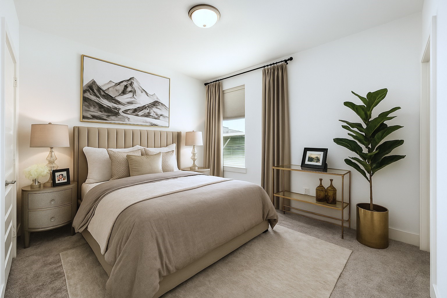 32018 Crested Knl Court Fulshear, TX 77441 - Photo 28 of 49 a bedroom with bed and a potted plant