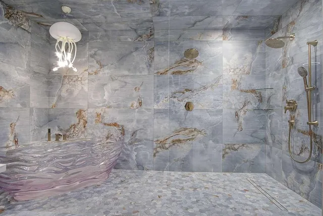 a bathroom with a shower