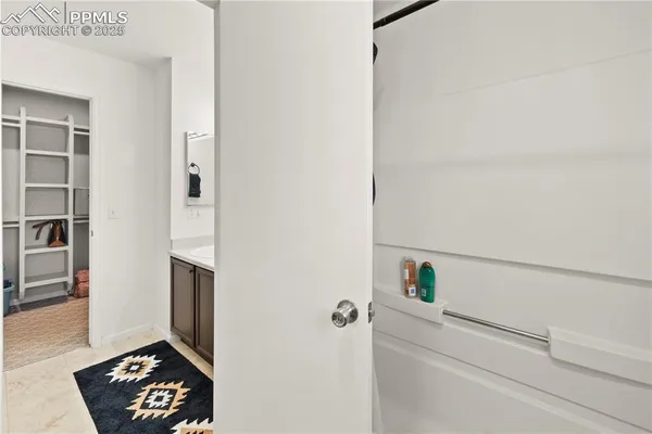 a close view of a closet