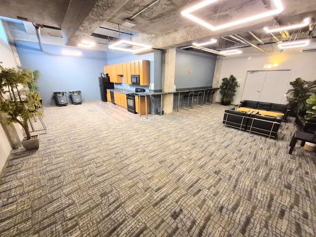 a outdoor space with lots of furniture