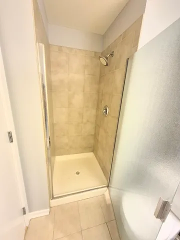 a bathroom with a bathtub