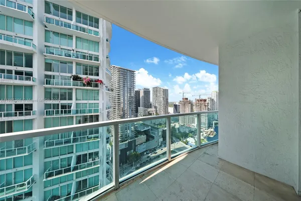 a view of city from a balcony