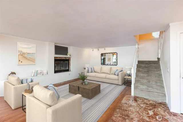 a living room with furniture and a couch