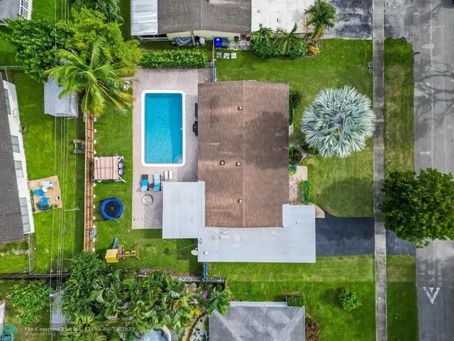 an aerial view of a house