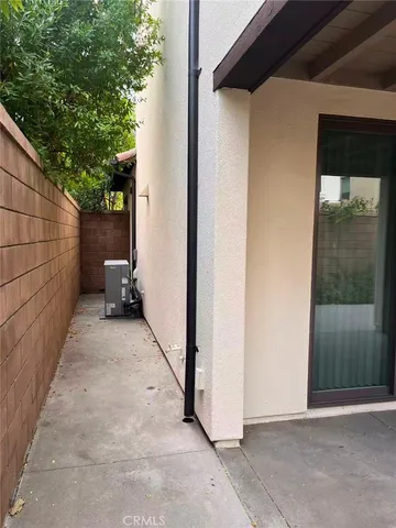 a view of a balcony with an outdoor space
