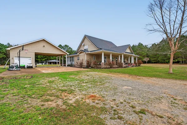 a view of a lake with a city
