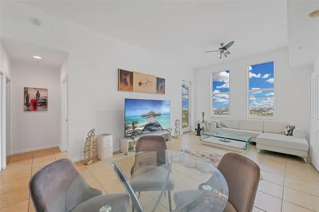 a view of a balcony with couches