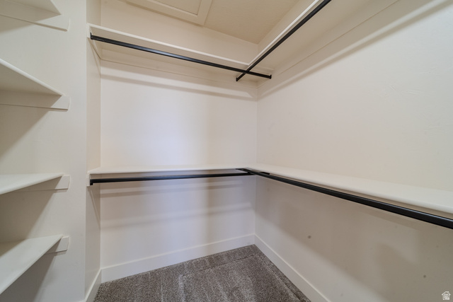 130 Pole Line Road, Unit 2 Roosevelt, UT 84066 - Photo 20 of 33 Walk-in closet featuring built-in shelving, two levels of hanging rods, and plush carpet flooring