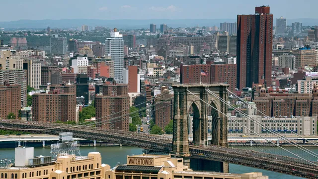 an aerial view of a city with houses