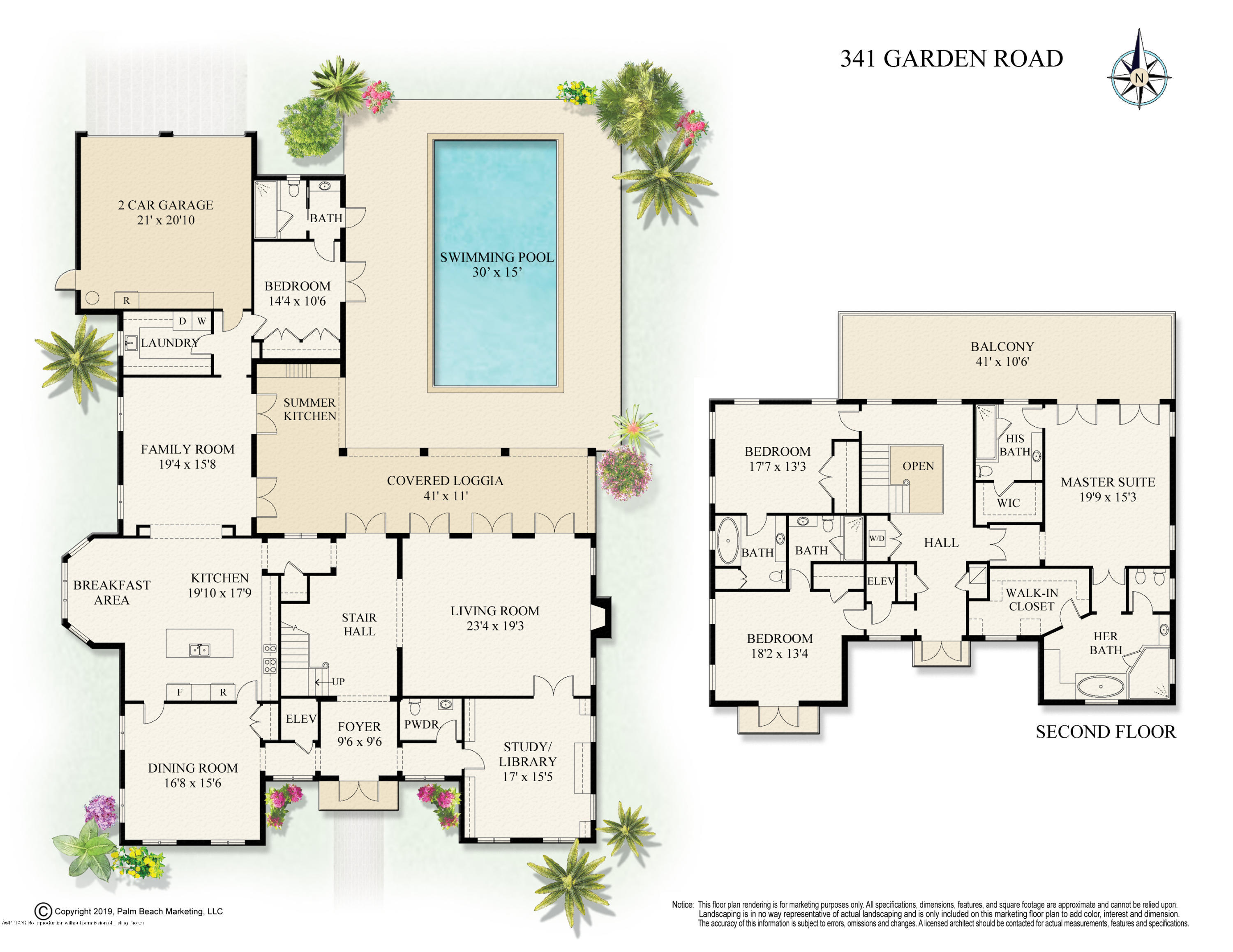 341 Garden Road Palm Beach, FL 33480 - Photo 35 of 35 Floor Plan