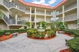 a view of a garden with a pathway