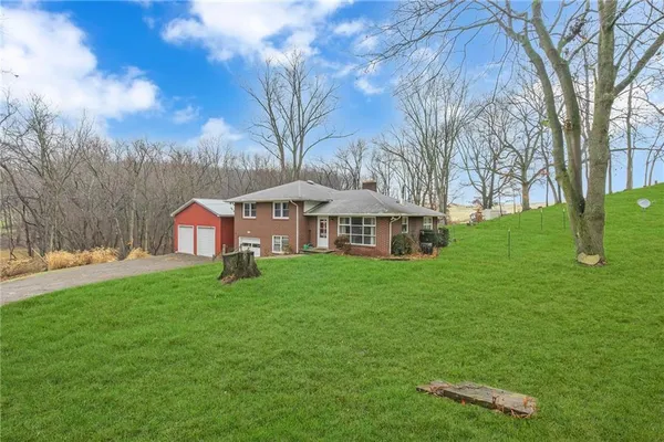 a fire hydrant in the middle of a yard