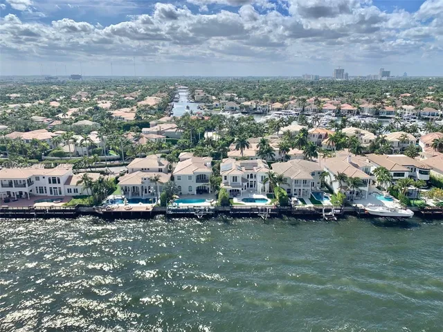 an aerial view of residential houses with city view