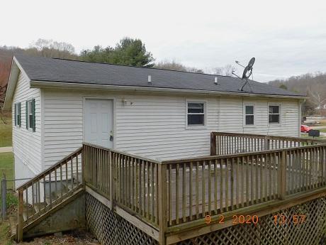 back deck of house and satellite antenna