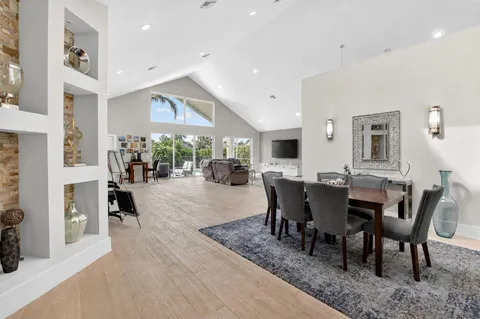 a view of a dining area with furniture