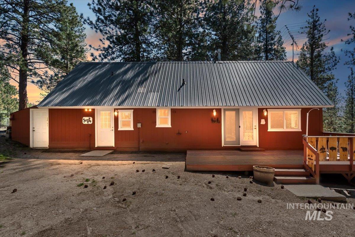 44 Ridgeview Drive Cascade, ID 83611 - Photo 1 of 29 View of front of property with a metal roof and a deck