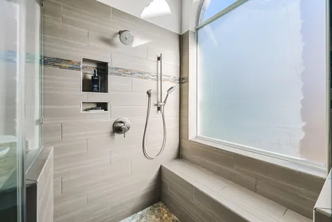 a bathroom with a shower