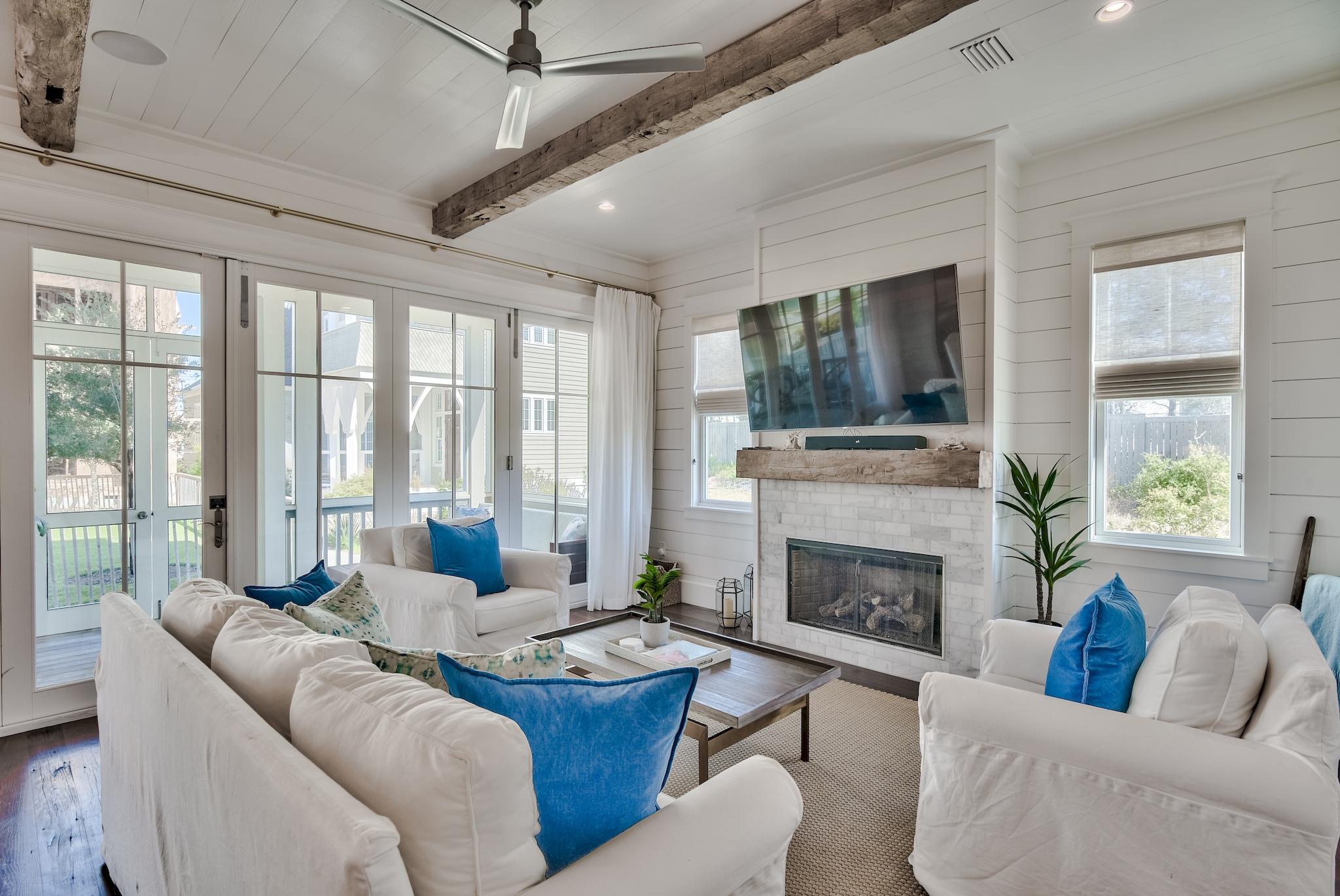 17 Patience Ln Inlet Beach Inlet Beach, FL 32461 - Photo 4 of 59 a living room with furniture large window and a fireplace