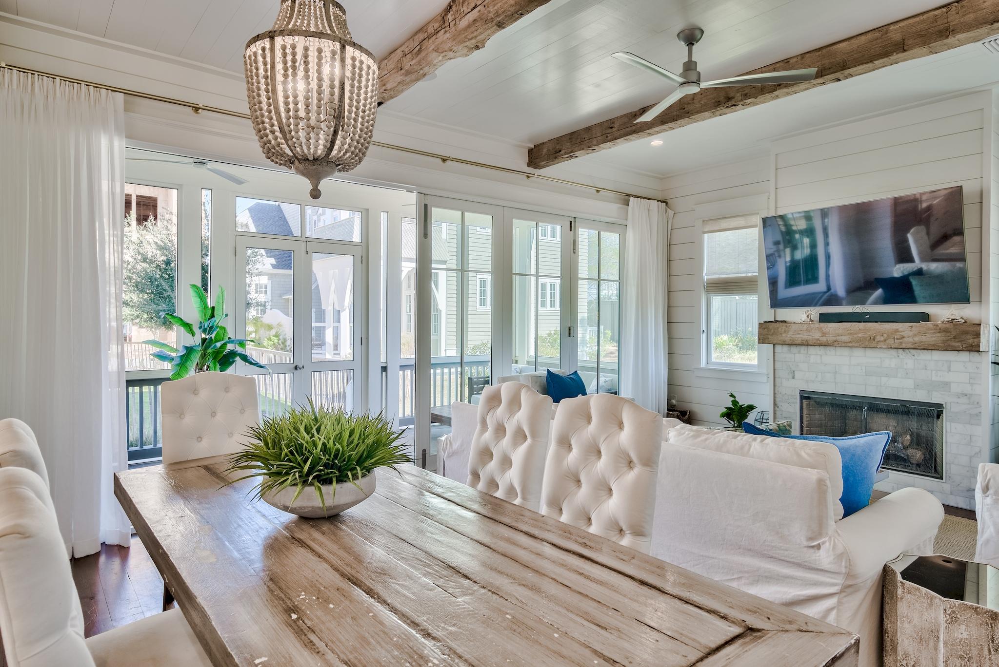 17 Patience Ln Inlet Beach Inlet Beach, FL 32461 - Photo 8 of 59 a living room with furniture chandelier and a fireplace