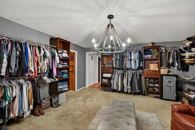 a view of a livingroom with furniture and garage