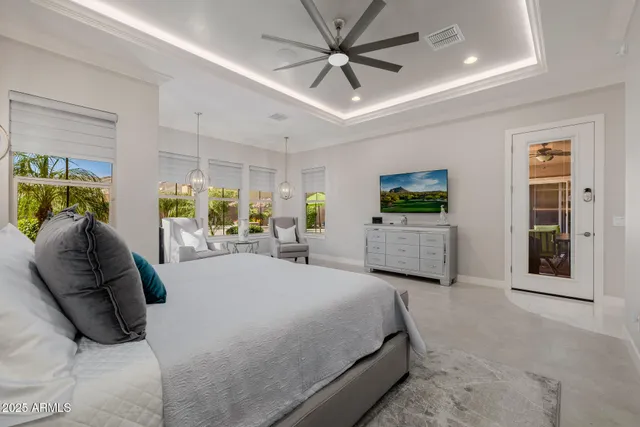 a view of a golf course with a garden