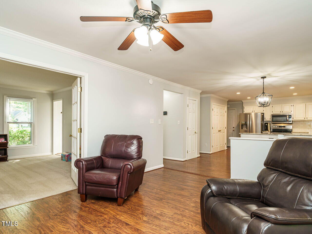 114 Oxpens Road Cary, NC 27513 - Photo 13 of 44 Living room, eat-in kitchen, kitchen, office/playroom.