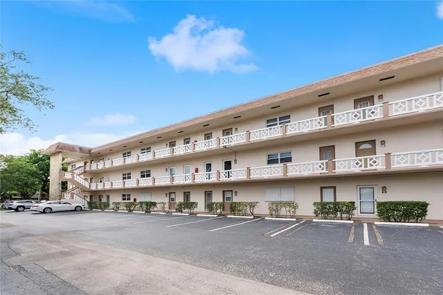 a large building with a street