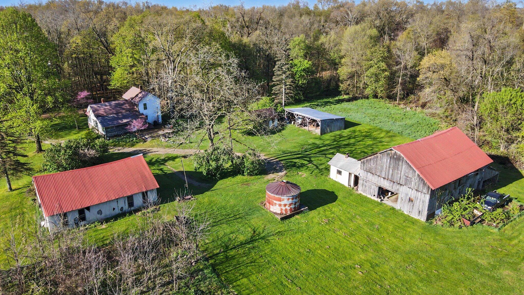 4360 Waldorf Road Delton, MI 49046 - Photo 23 of 34 Aerial View of House and Barns