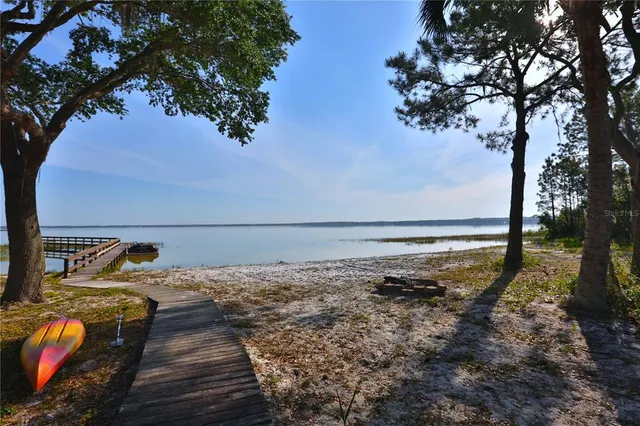 a view of a lake and outdoor space