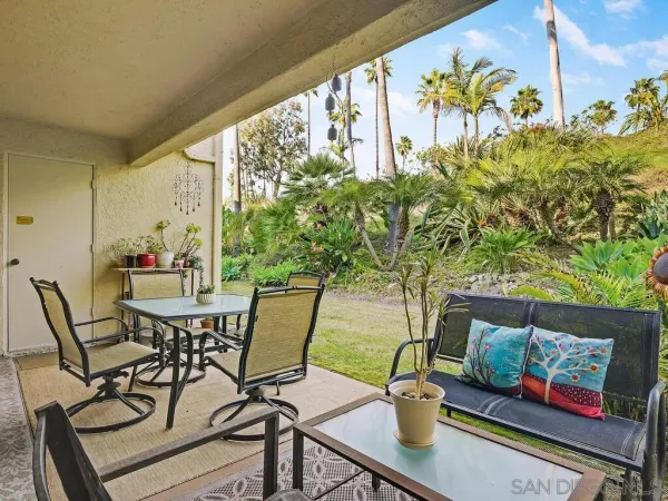 a view of an outdoor seating area