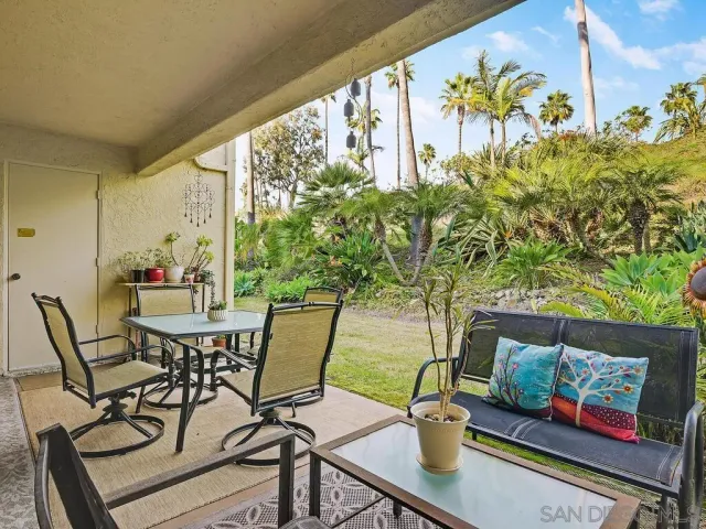 a view of an outdoor seating area