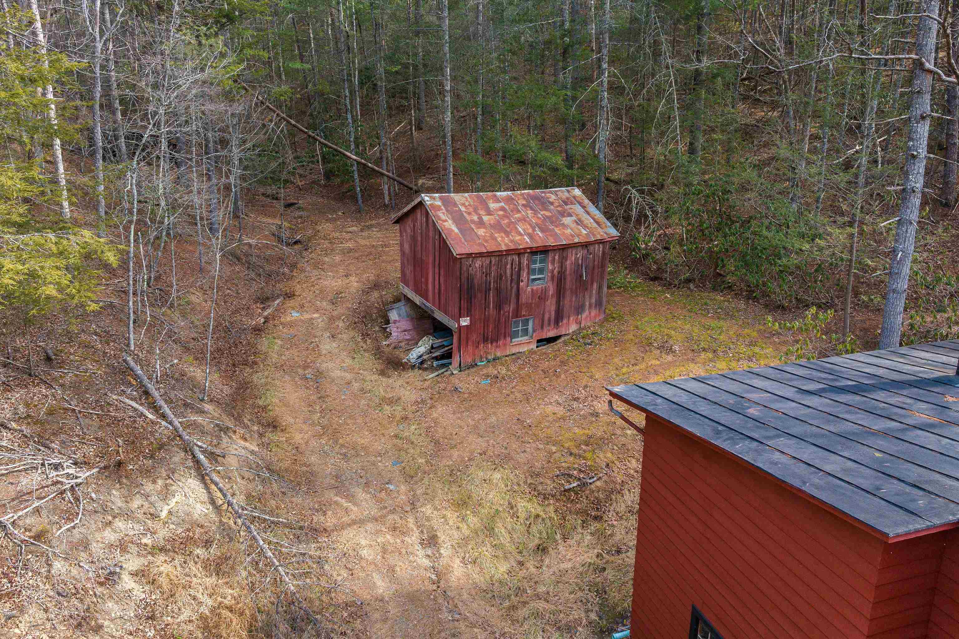 595 Deerfield Valley Road West Augusta, VA 24485 - Photo 64 of 71 a view of a backyard with a small cabin