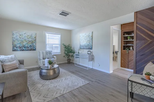 a living room with furniture