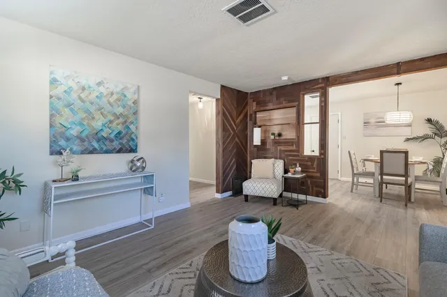 a living room with furniture