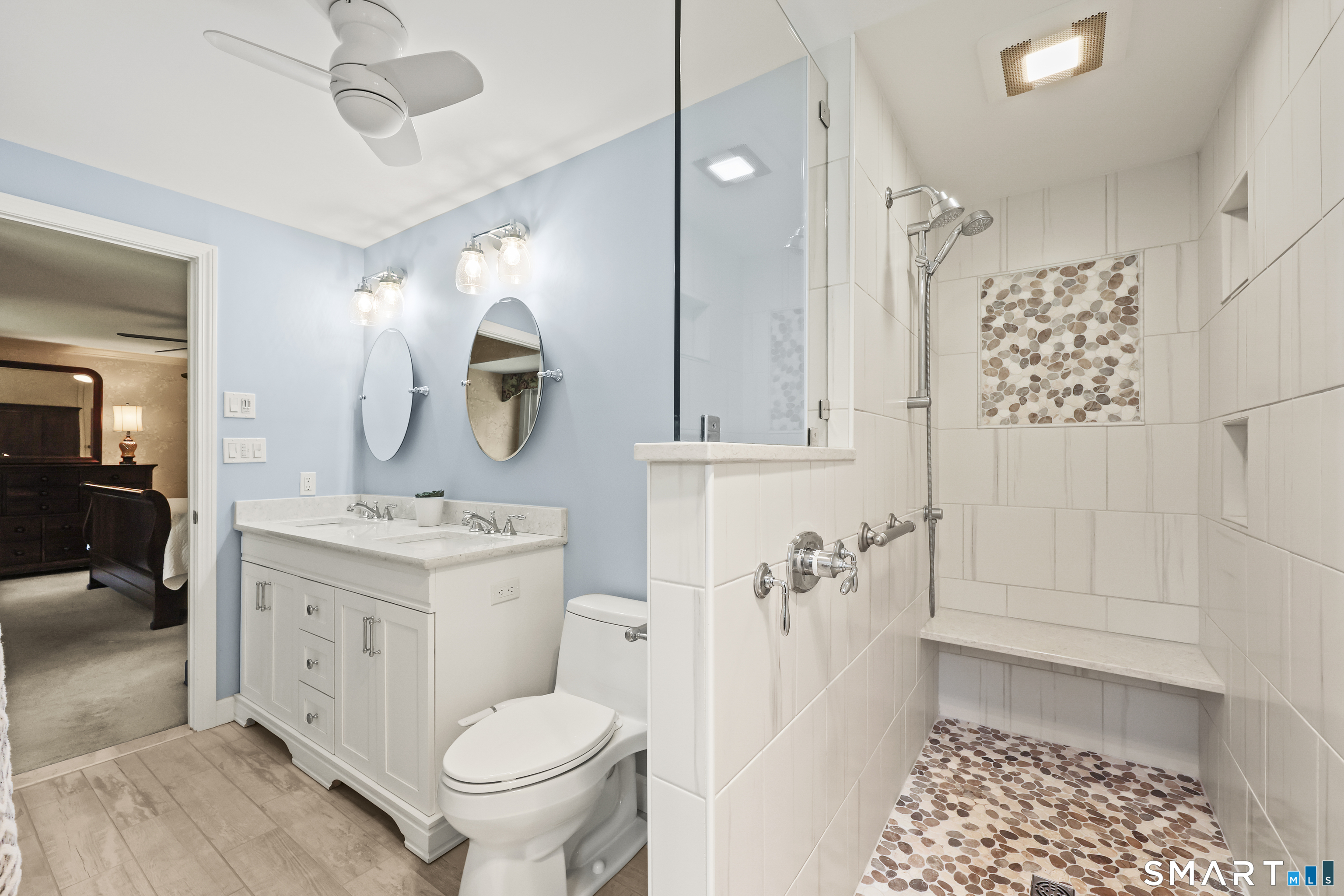 17 Briar Hill Road Avon, CT 06001 - Photo 9 of 38 Master Bathroom features a stunning stone shower floor that adds texture, elegance, and timeless appeal