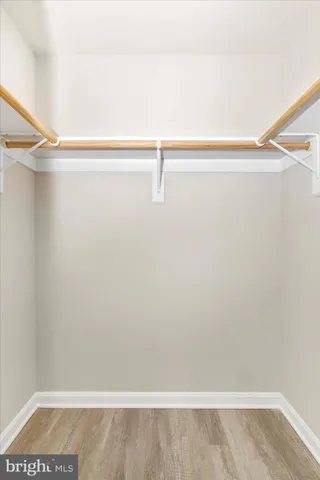 a view of a room with racks on the wall