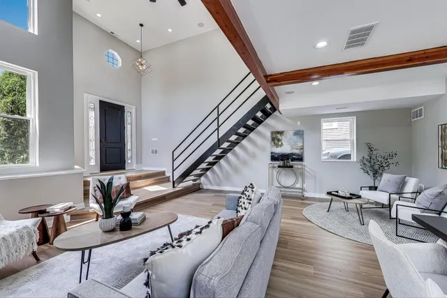 a living room with furniture